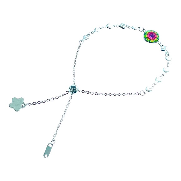 Glowing Green Flower Heart Slider Bracelet - Picture 1 of 5